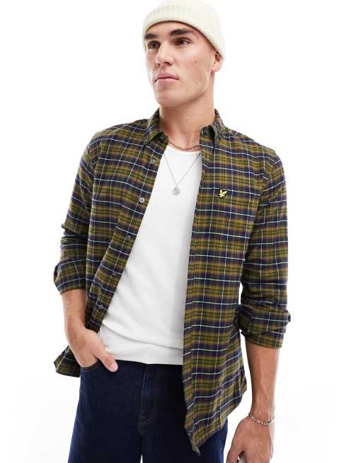 Lyle & Scott - Ternet flonelskjorte med ikonlogo i Glenshee-bordeaux