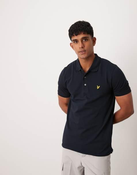 Lyle & Scott textured tipped polo shirt in navy - view 1