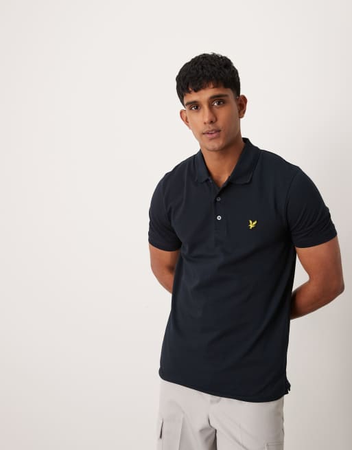 Lyle & Scott textured tipped polo shirt in navy