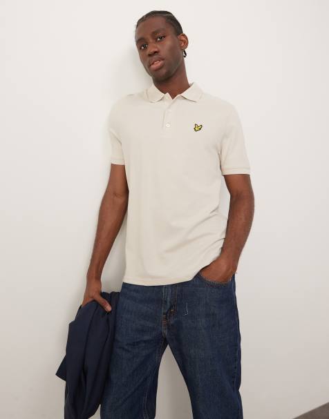 Lyle & Scott textured tipped polo shirt in stone - view 1