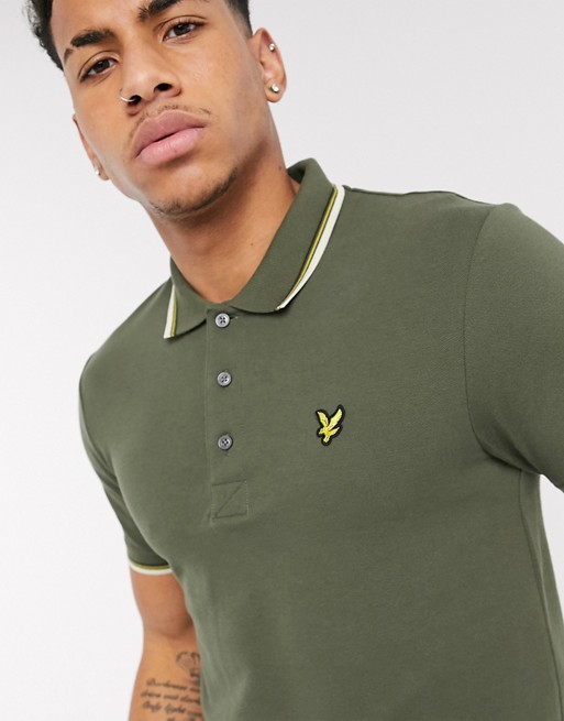 Lyle & Scott tipped polo in green