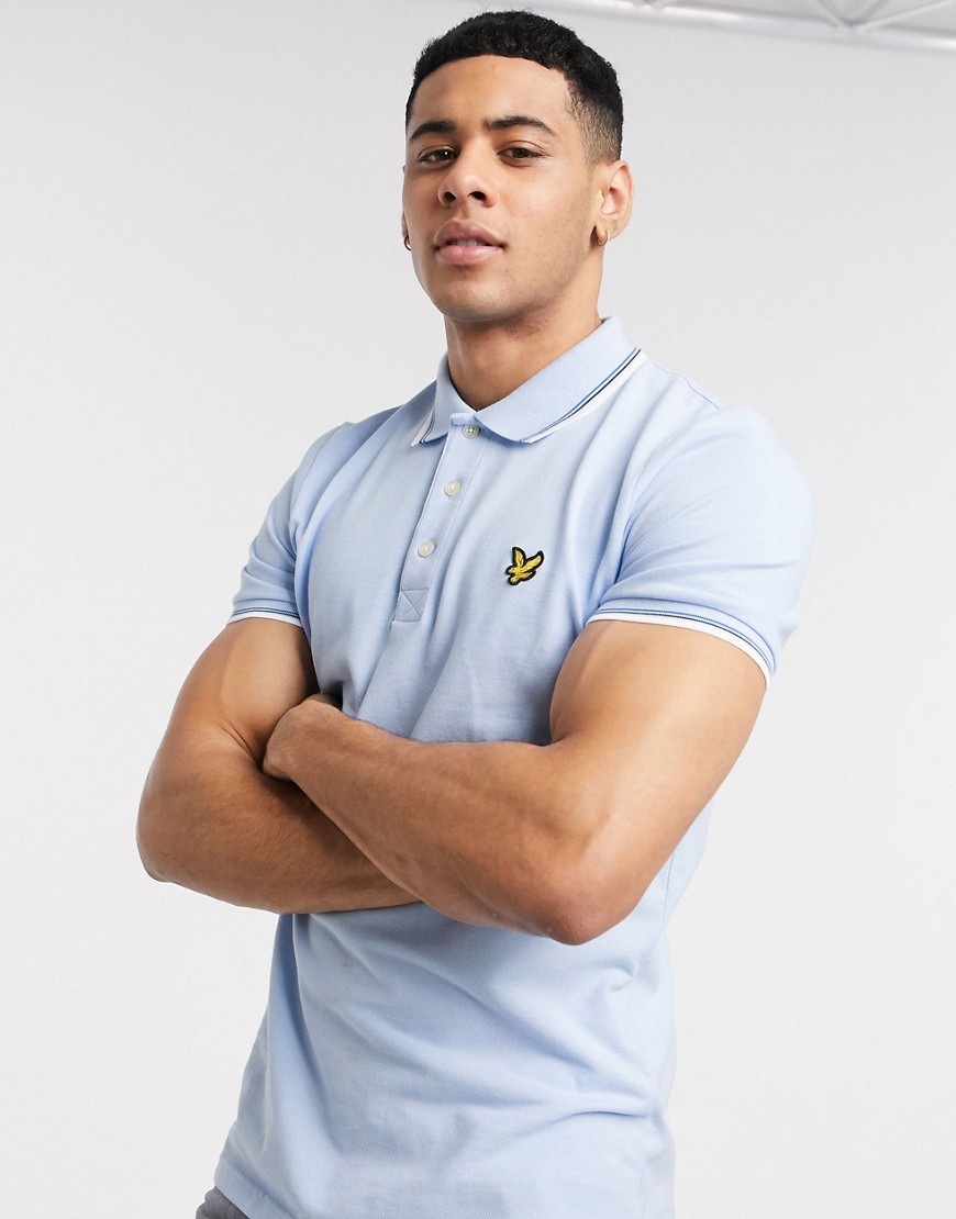 Lyle & Scott tipped polo in light blue