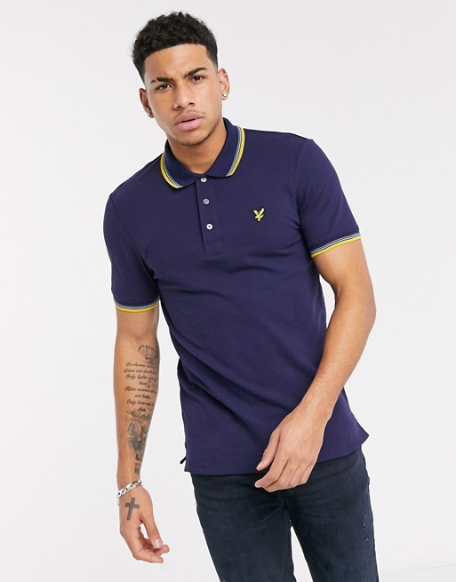 Lyle & Scott tipped polo in navy