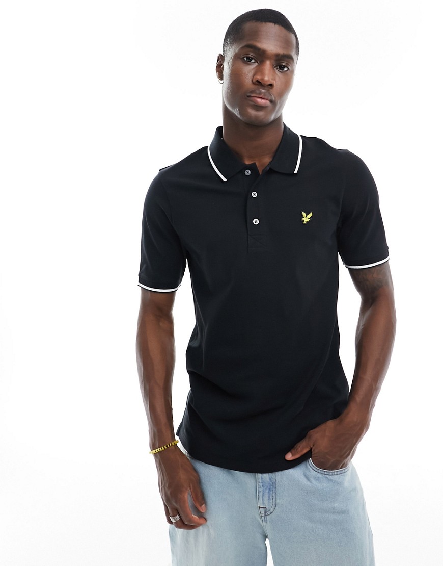 Lyle & Scott Tipped Polo Shirt in Black and White