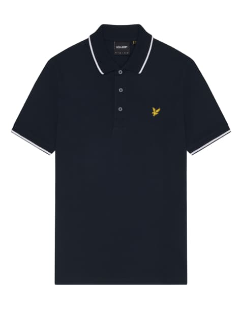 Lyle & Scott  tipped polo shirt in  dark navy/ white - view 1