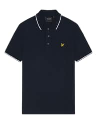 Lyle & Scott tipped polo shirt in dark navy/ white
