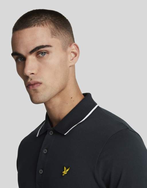 Lyle & Scott  tipped polo shirt in  dark navy/ white   , 5 of 7