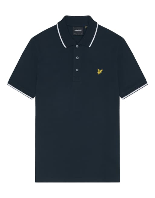 Lyle & Scott  tipped polo shirt in  dark navy/ white   , 6 of 7