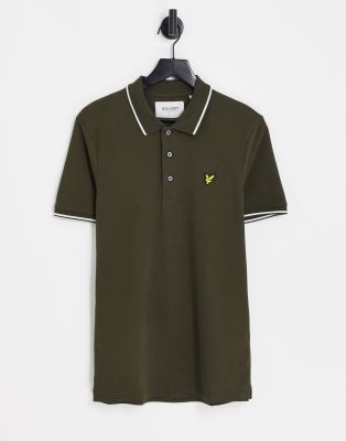 Lyle & Scott tipped polo shirt in khaki