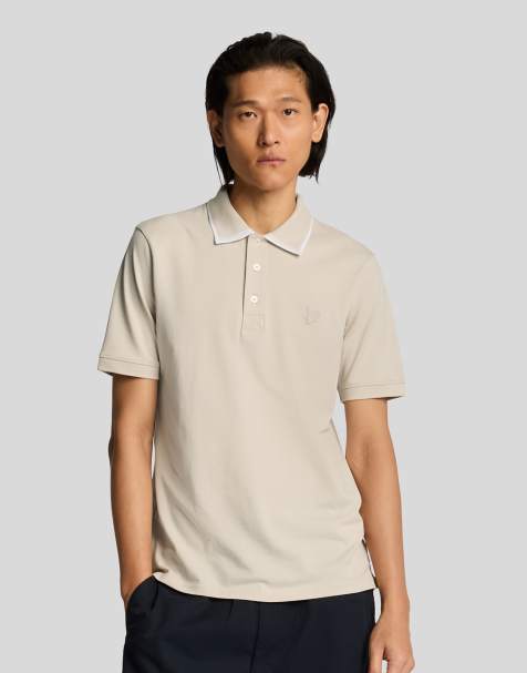 Lyle & Scott tipped superfine polo shirt in  cove - view 1