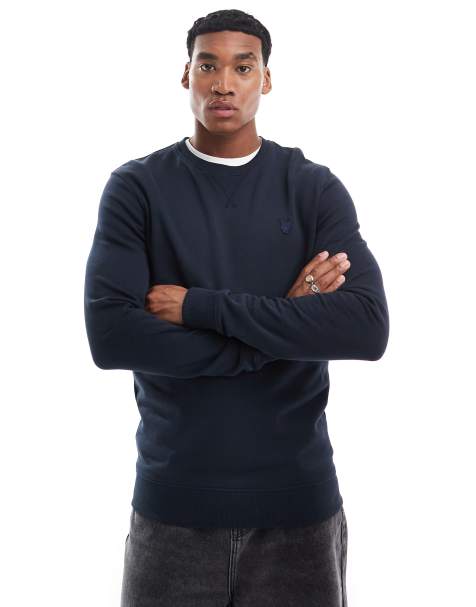 Lyle & Scott Tonal Eagle crew neck sweatshirt in dark blue - view 1