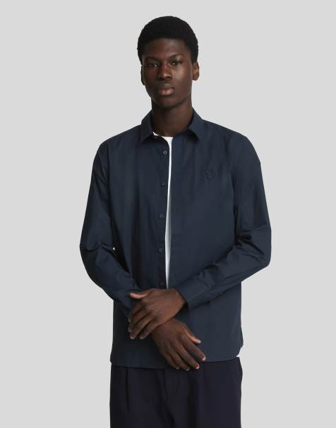Lyle & Scott  tonal eagle easy care poplin shirt in dark navy - view 1