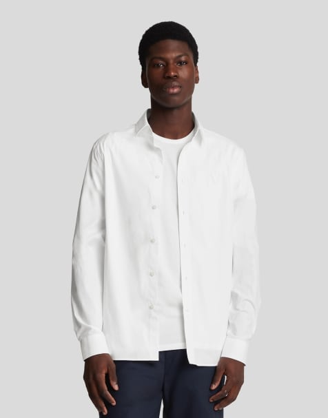 Lyle & Scott tonal eagle easy care poplin shirt in white   - view 1
