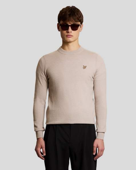 Lyle & Scott tonal eagle lambswool crew neck jumper in cinder - view 1