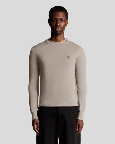 Lyle & Scott tonal eagle merino crew neck jumper in nomad  