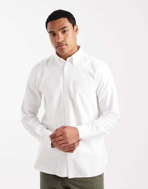 Lyle & Scott tonal eagle plain oxford shirt in  white - view 1