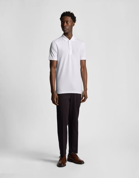 Lyle & Scott  tonal eagle polo shirt in white  