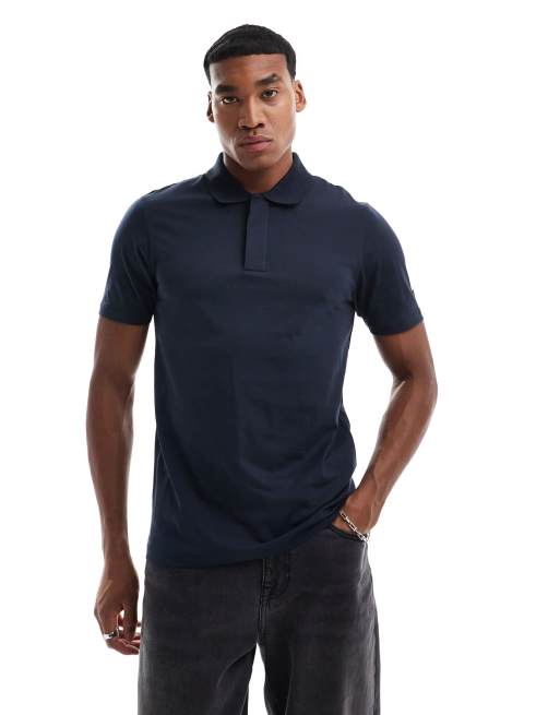 Lyle & Scott Tonal Eagle superfine cotton polo shirt in dark blue