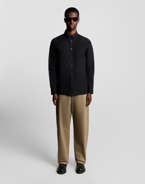 Lyle & Scott tonal easy care poplin shirt in jet black - view 1