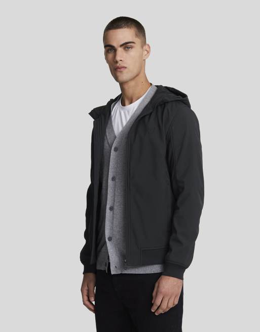 Lyle & Scott Tonal fleece back softshell jacket in black  - BLACK
