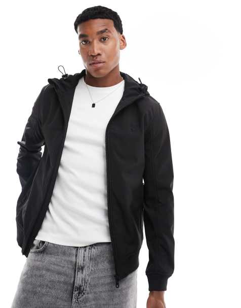 Lyle & Scott Tonal fleece back softshell jacket in black - view 1