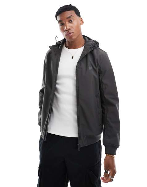 Lyle & Scott Tonal fleece back softshell jacket in dark grey - view 1