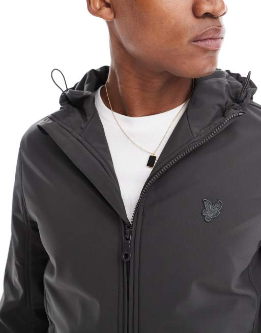 Lyle Scott Tonal fleece back softshell jacket in dark grey ASOS