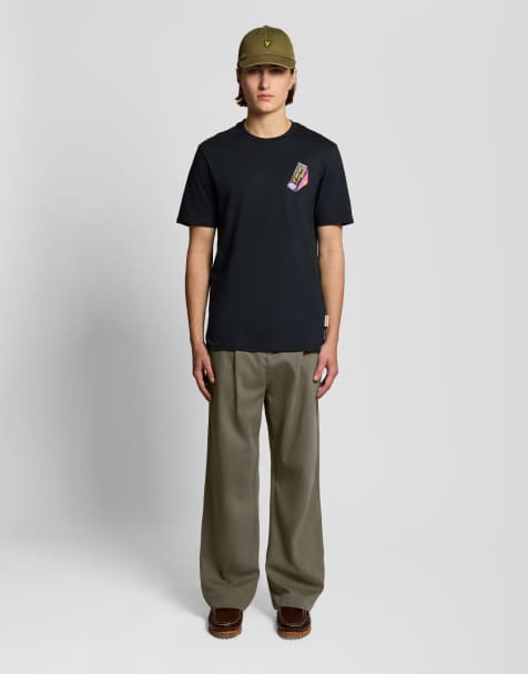 Lyle & Scott Trousers enzyme wash pleated trouser in x569 khaki ash - view 1