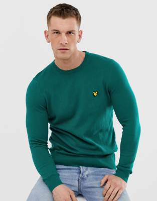 Lyle & Scott crew neck cotton merino jumper-Green Green