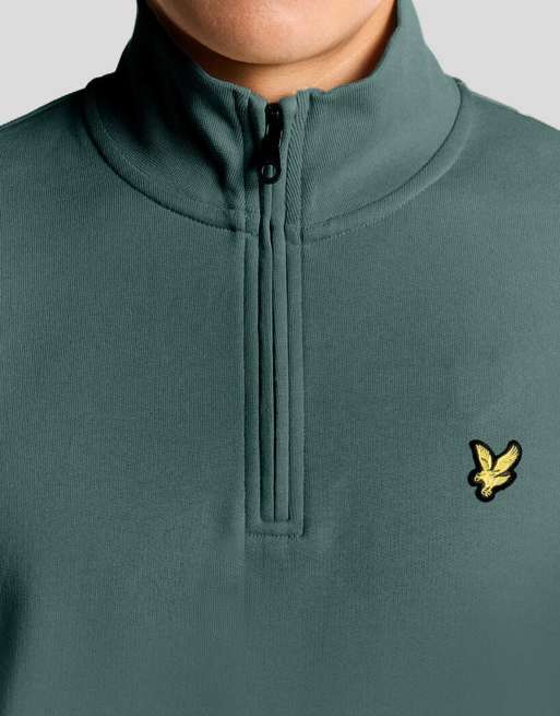 Lyle & Scott tussenlaag sweatshirt met kwartrits in zilvergroen, 3 van 6