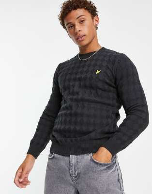 Lyle & Scott Vintage Argyle Crew Neck Sweaters In Gray