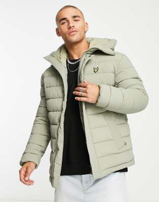Lyle & Scott Lyle & Scott Vintage elasticated puffer jacket in smoke khaki-Green