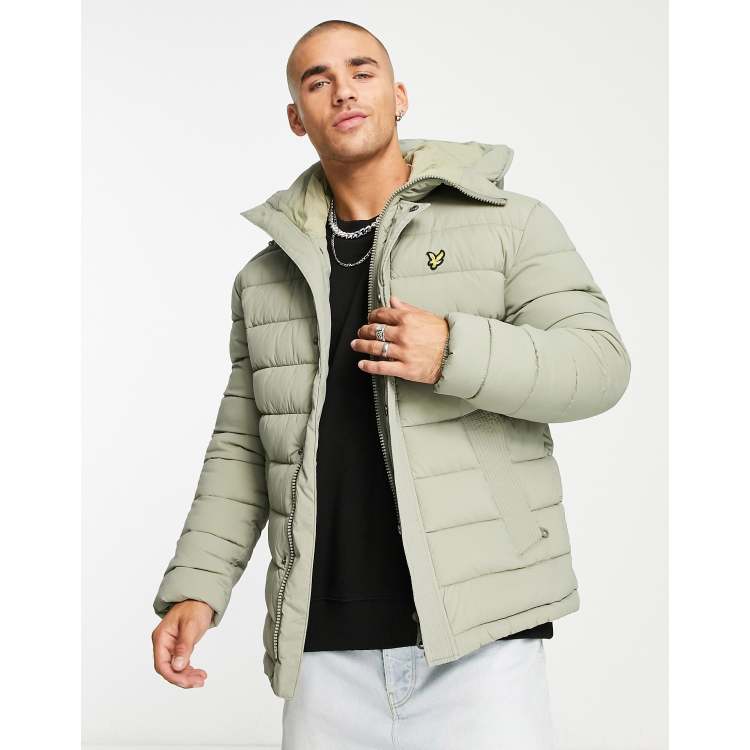 Lyle Scott Vintage elasticated puffer jacket in smoke khaki ASOS