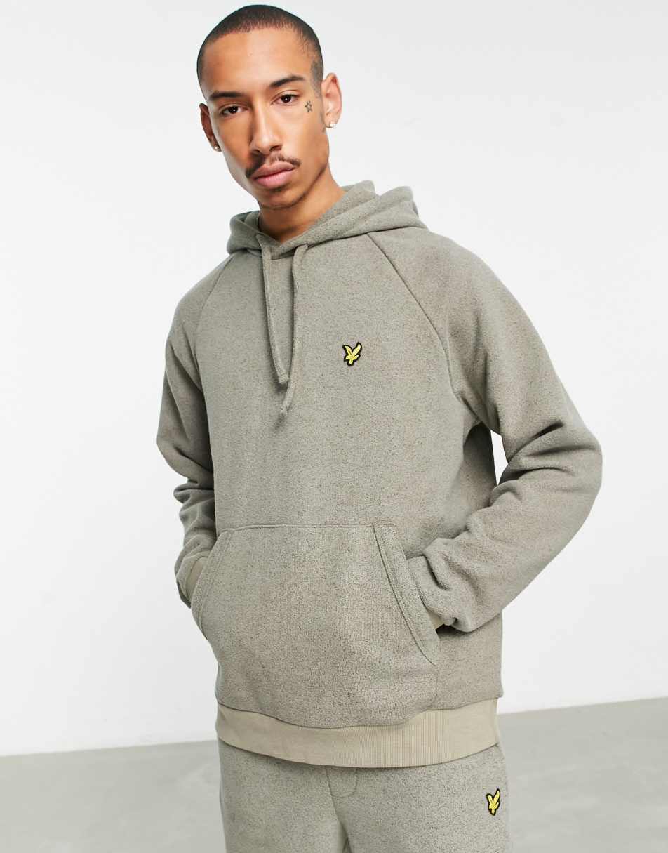 Lyle & Scott Vintage end on end texture oversized hoodie in khaki smoke
