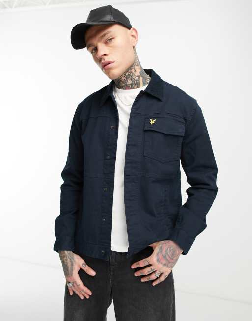 Lyle & Scott Vintage - Giacca trucker blu navy con colletto in velluto a coste