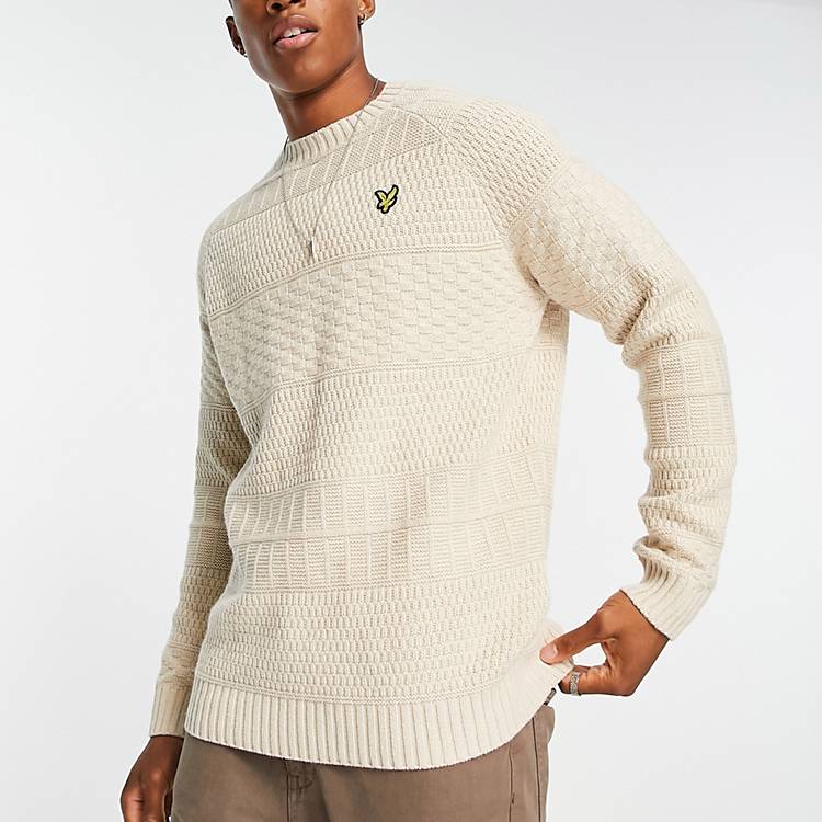 ligevægt efterspørgsel Kvinde Lyle & Scott Vintage horizontal textured knit sweater in off white | ASOS