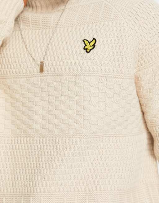 Lyle & Scott Vintage horizontal textured knit sweater in off white