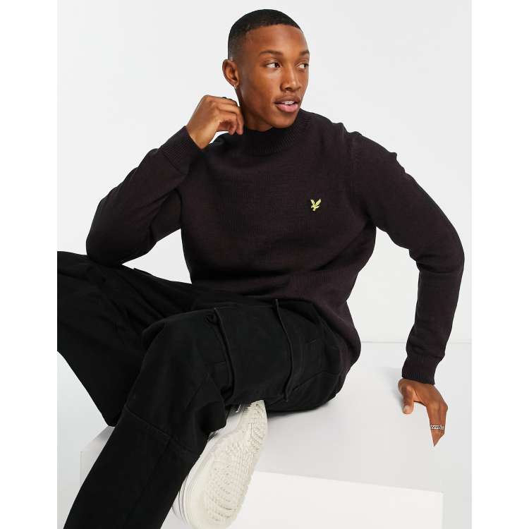 Lyle Scott Vintage mouline high neck jumper in beetroot red ASOS