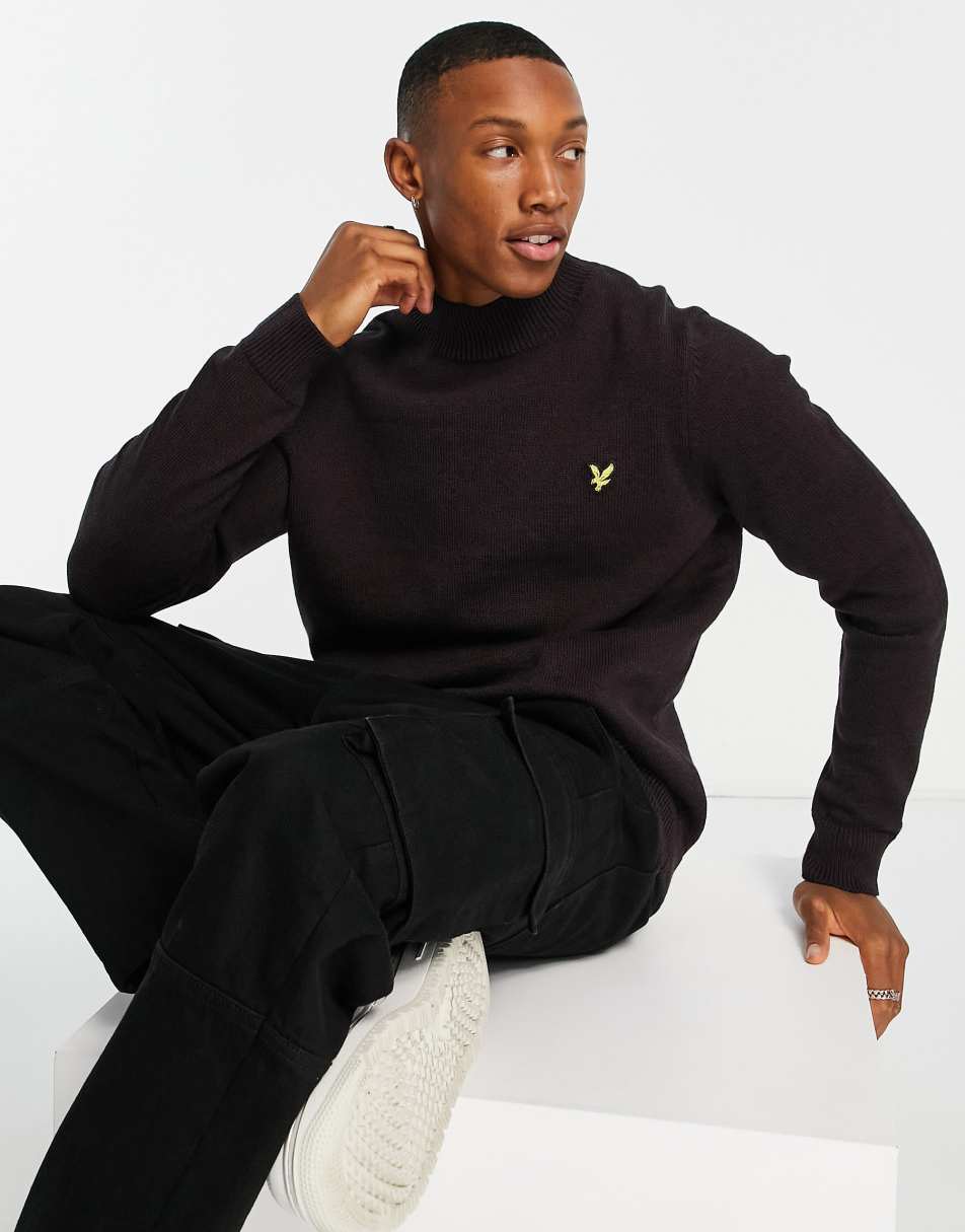 Lyle & Scott Vintage mouline high neck jumper in beetroot red