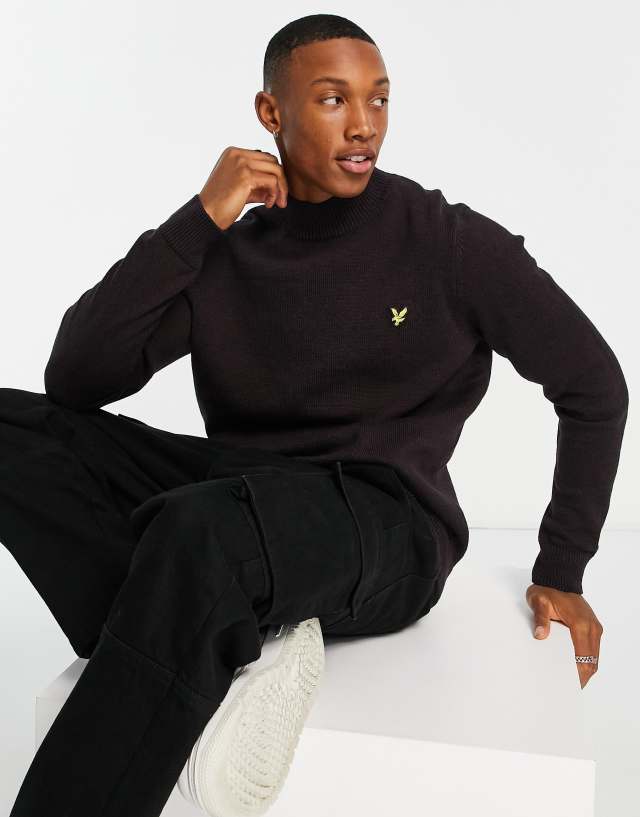 Lyle & Scott Vintage mouline high neck sweater in beetroot red