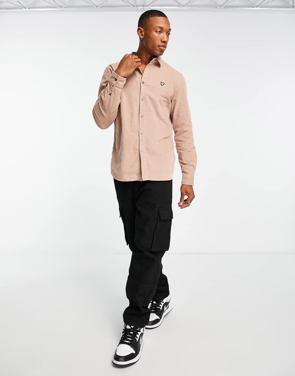 Lyle & Scott Vintage needle cord long sleeve shirt in dust mauve 0