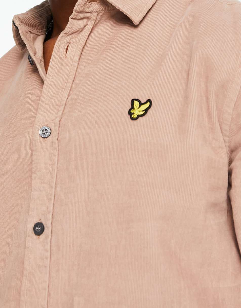 Lyle & Scott Vintage needle cord long sleeve shirt in dust mauve 2