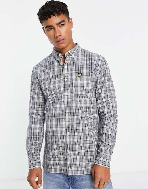 Lyle Scott Vintage plaid poplin shirt in white