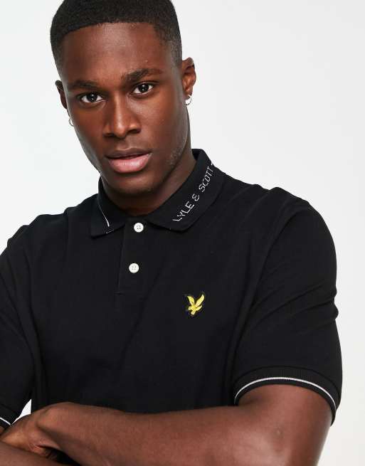 Lyle & Scott - Vintage - Poloshirt met gekleurde randen in zwart