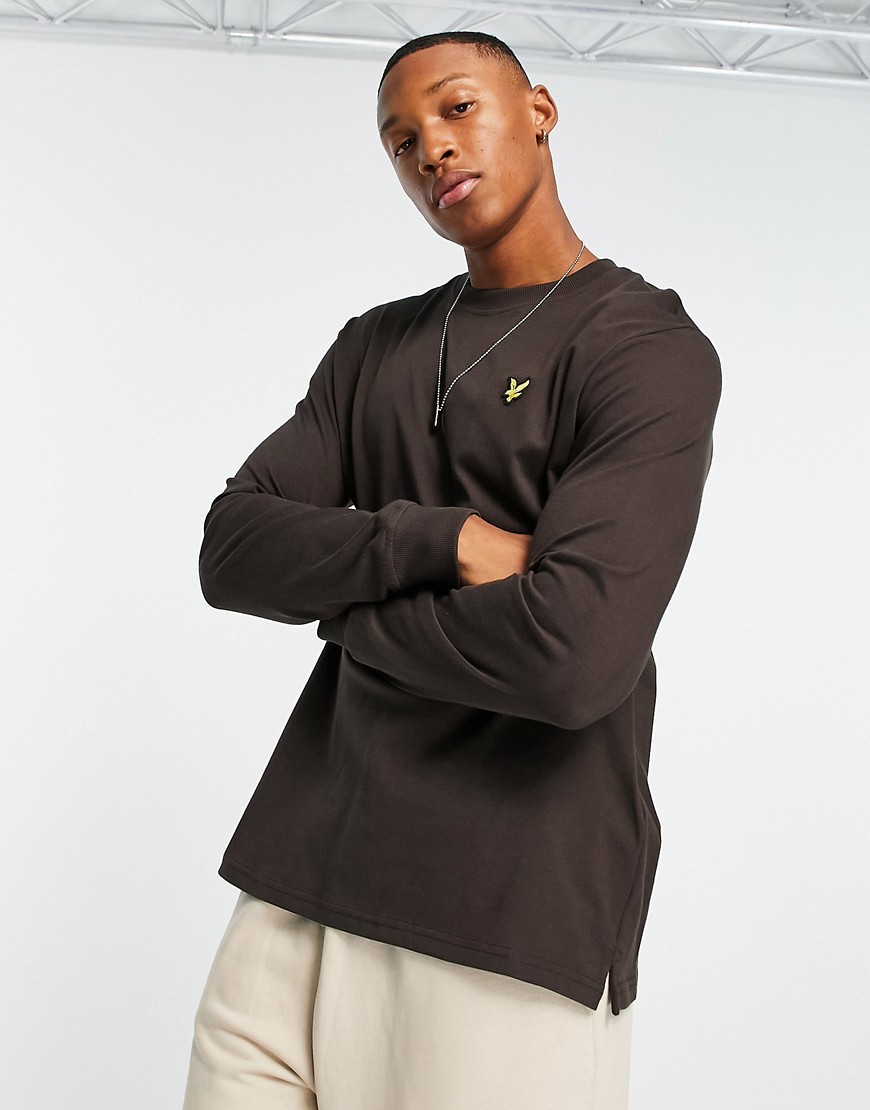 Lyle & Scott Vintage relaxed fit long sleeve top in sediment brown