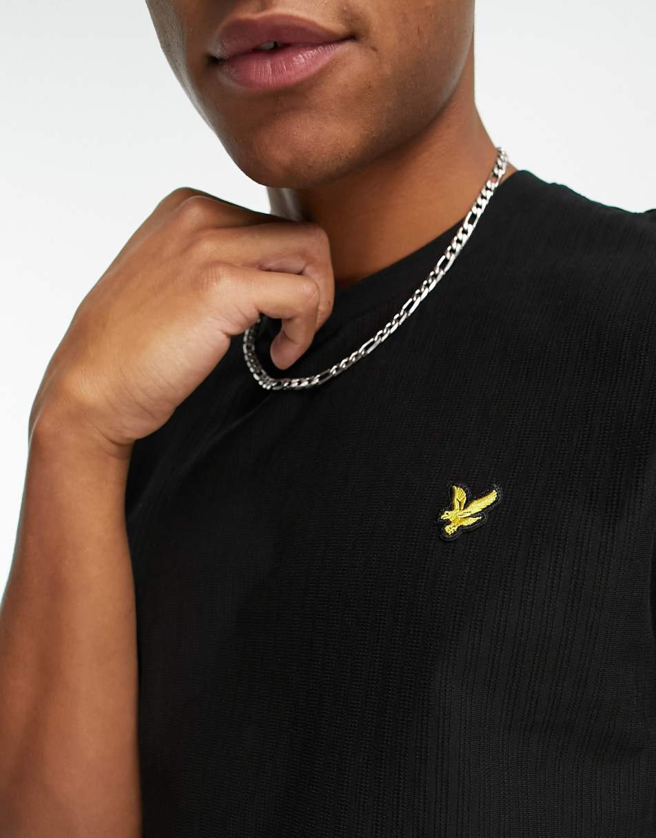 Lyle & Scott Vintage Ridge thick ribbed t-shirt in black 1