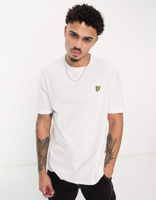 gammel skrubbe Onkel eller Mister Lyle & Scott Vintage Ridge thick ribbed t-shirt in white | ASOS