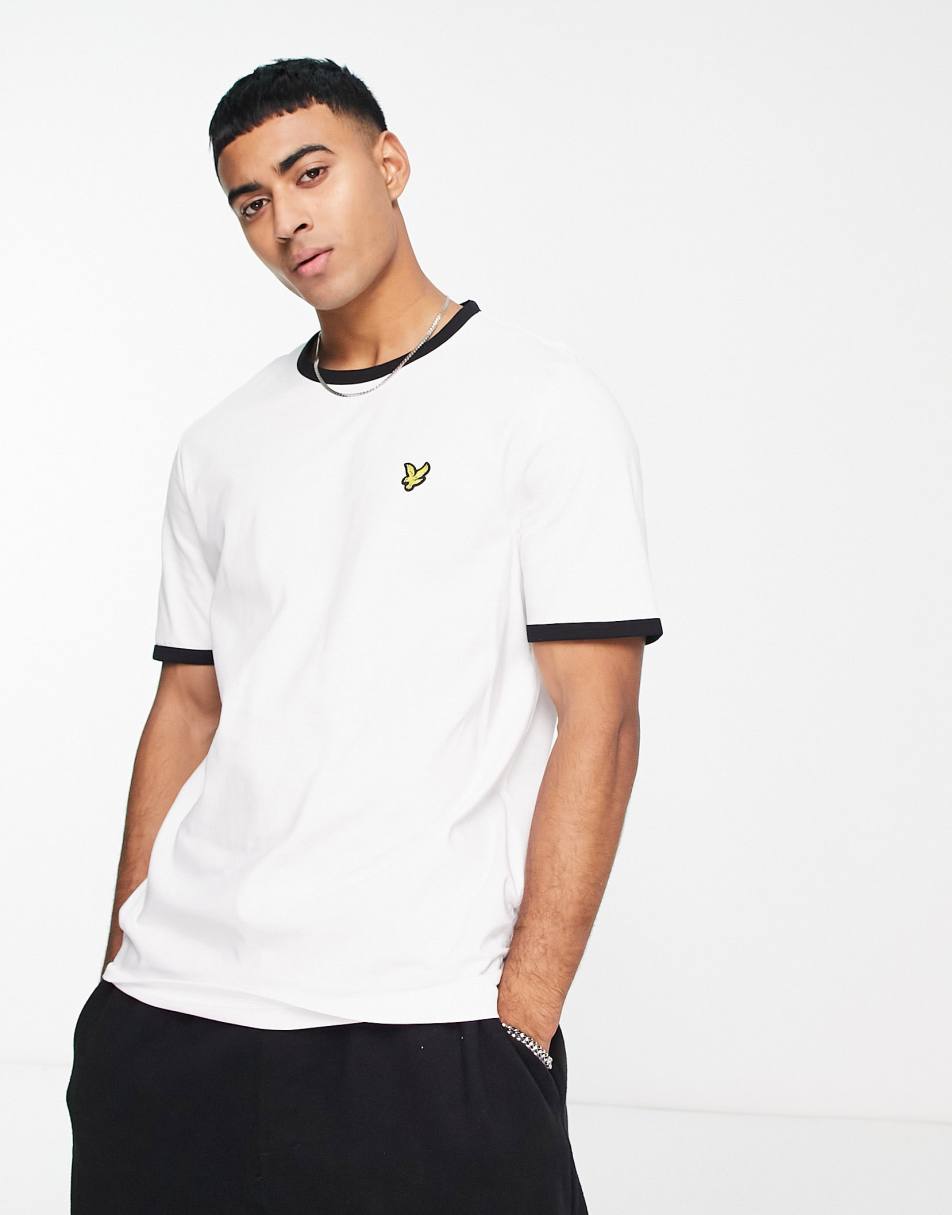 Lyle & Scott Vintage ringer oversized t-shirt in white exclusive to ASOS