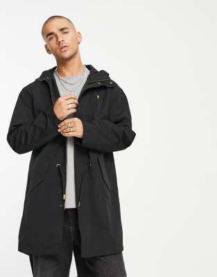 lyle & scott - vintage - svart, bunden parkas-svart/a