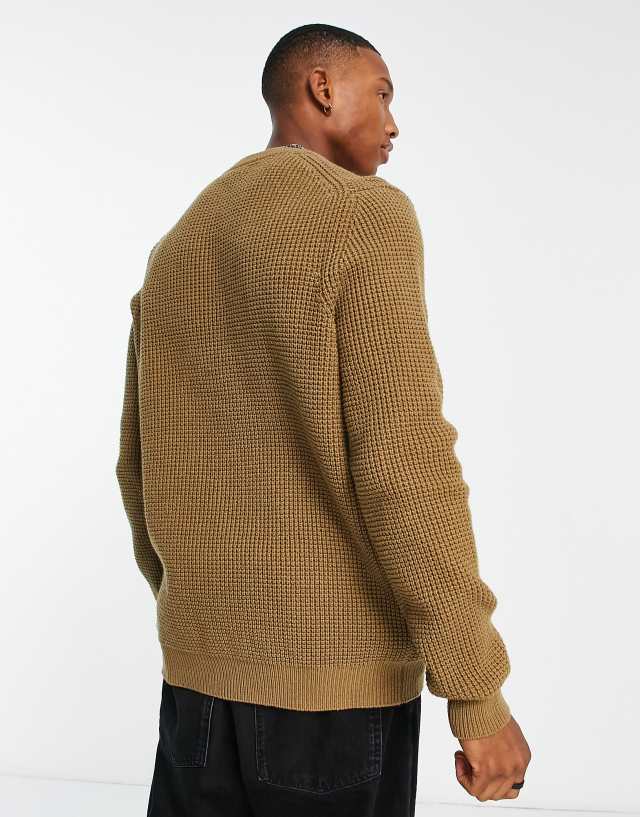 Lyle & Scott Vintage tuck stitch knit sweater in bronze camel 1